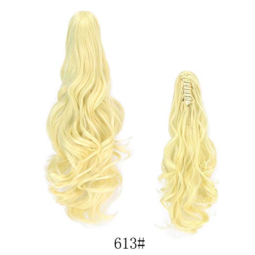 20〞Claw Ponytail Clip in Hair Extensions Hairpiece Synthetic Light Curly Soft Silky Nature Looking Heat-Resisting Different Colors for Women Fashion and Beauty-613#